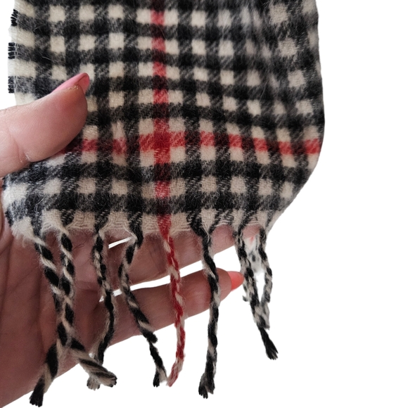 Christian Dior Winter Scarf Gray Check Fringe Wool Vintage Fashion Designer Wool - Picture 3 of 6